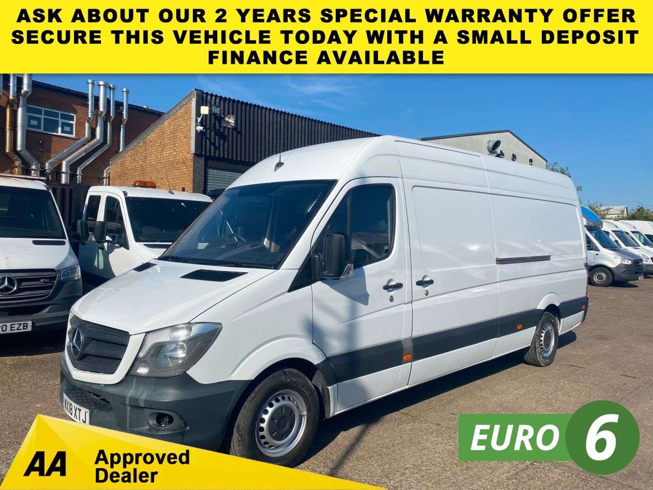 A 2018 MERCEDES-BENZ SPRINTER 2.1 316 CDI L3 H2 LWB H/ROOF 161BHP. RWD. AIRCON. FINANCE. EURO 6 ULEZ. PX A 2018 MERCEDES-BENZ SPRINTER 2.1 316 CDI L3 H2 LWB H/ROOF 161BHP. RWD. AIRCON. FINANCE. EURO 6 ULEZ. PX