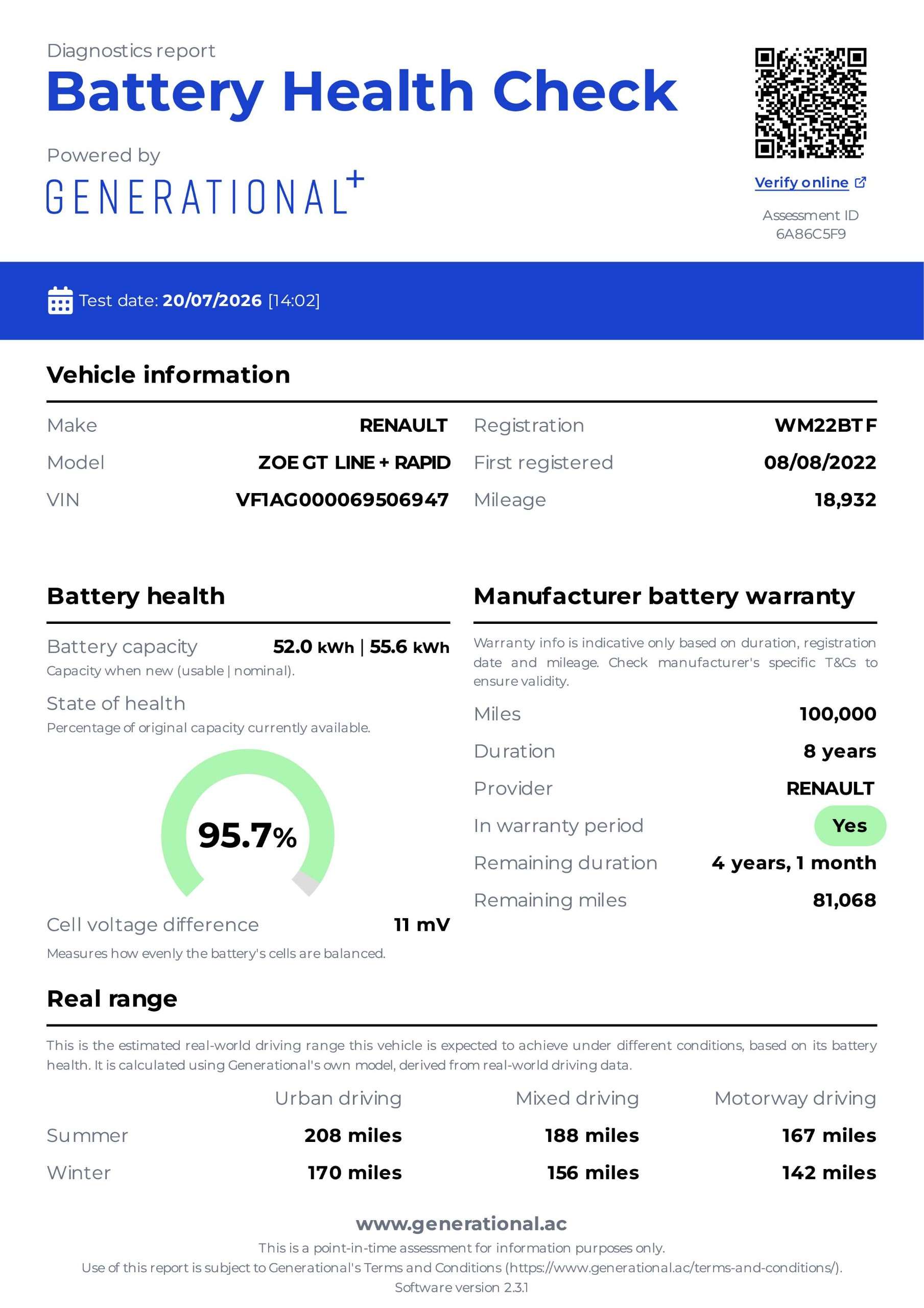 A 2022 RENAULT ZOE R135 EV50 52kWh GT Line + Hatchback Electric Auto (Rapid Charge) (134 bhp) 5dr A 2022 RENAULT ZOE R135 EV50 52kWh GT Line + Hatchback Electric Auto (Rapid Charge) (134 bhp) 5dr