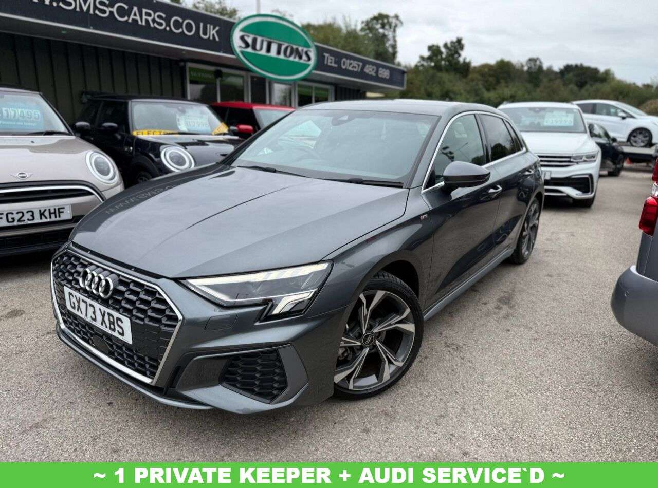 A 2023 AUDI A3 1.0 TFSI 30 S line Sportback 5dr Petrol S Tronic Euro 6 (s/s) (110 ps) AUDI A 2023 AUDI A3 1.0 TFSI 30 S line Sportback 5dr Petrol S Tronic Euro 6 (s/s) (110 ps) AUDI