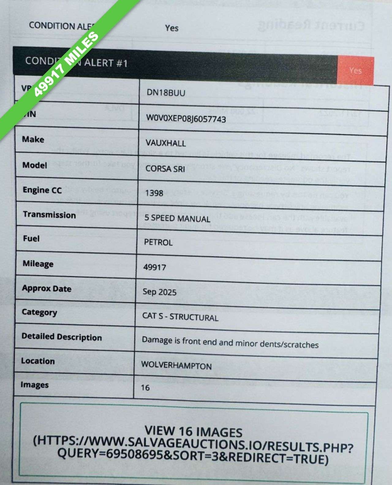 2015 VAUXHALL CORSA 2015 VAUXHALL CORSA