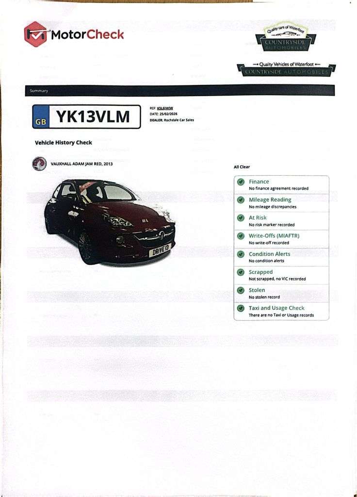 2013 VAUXHALL ADAM 2013 VAUXHALL ADAM