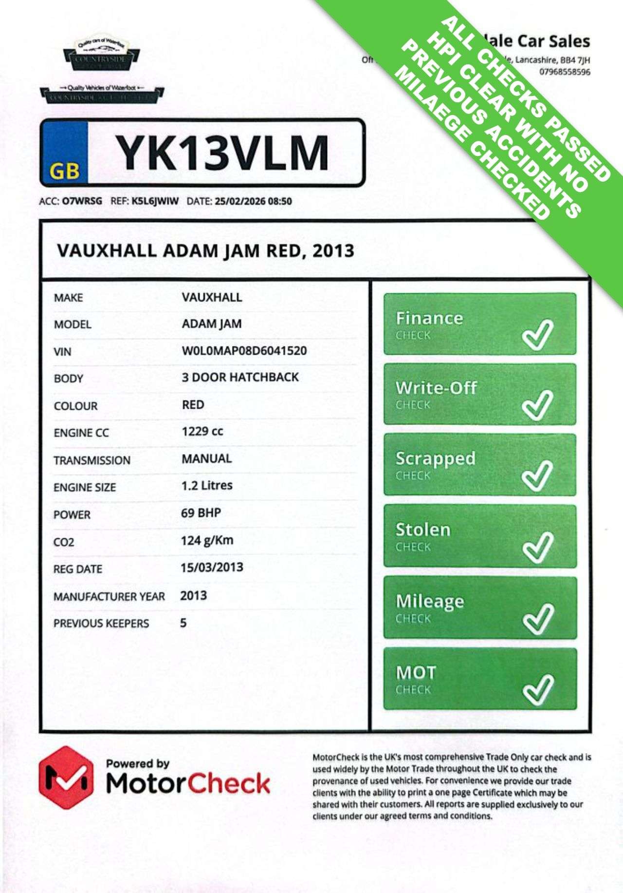 2013 VAUXHALL ADAM 2013 VAUXHALL ADAM
