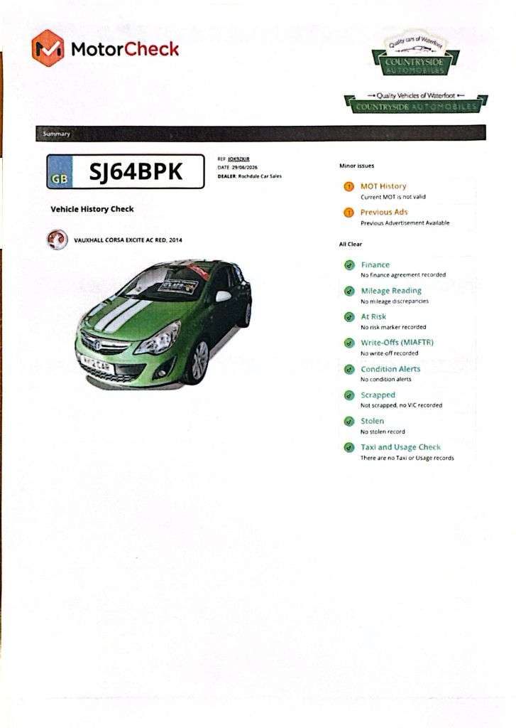 2014 VAUXHALL CORSA 2014 VAUXHALL CORSA
