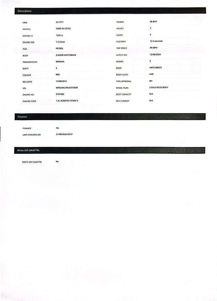 2012 FORD KA 2012 FORD KA