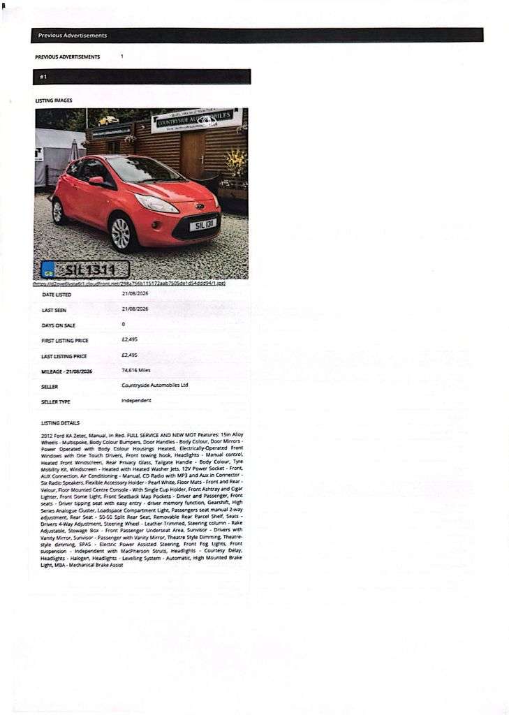 2012 FORD KA 2012 FORD KA
