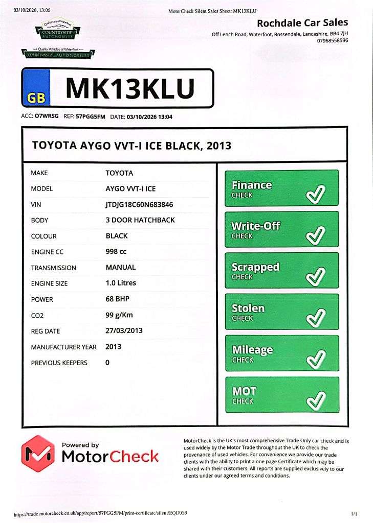 2013 TOYOTA AYGO 2013 TOYOTA AYGO