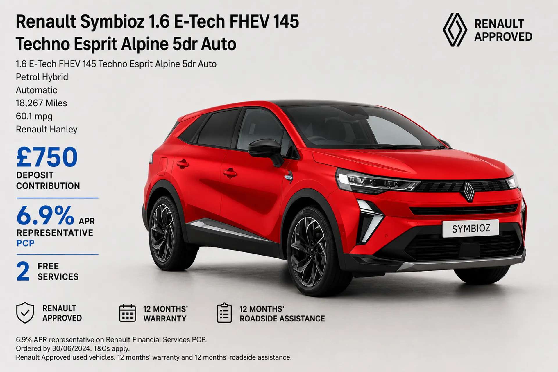 A 2025 RENAULT SYMBIOZ 1.6 E-Tech FHEV 145 Techno Esprit Alpine 5dr Auto A 2025 RENAULT SYMBIOZ 1.6 E-Tech FHEV 145 Techno Esprit Alpine 5dr Auto