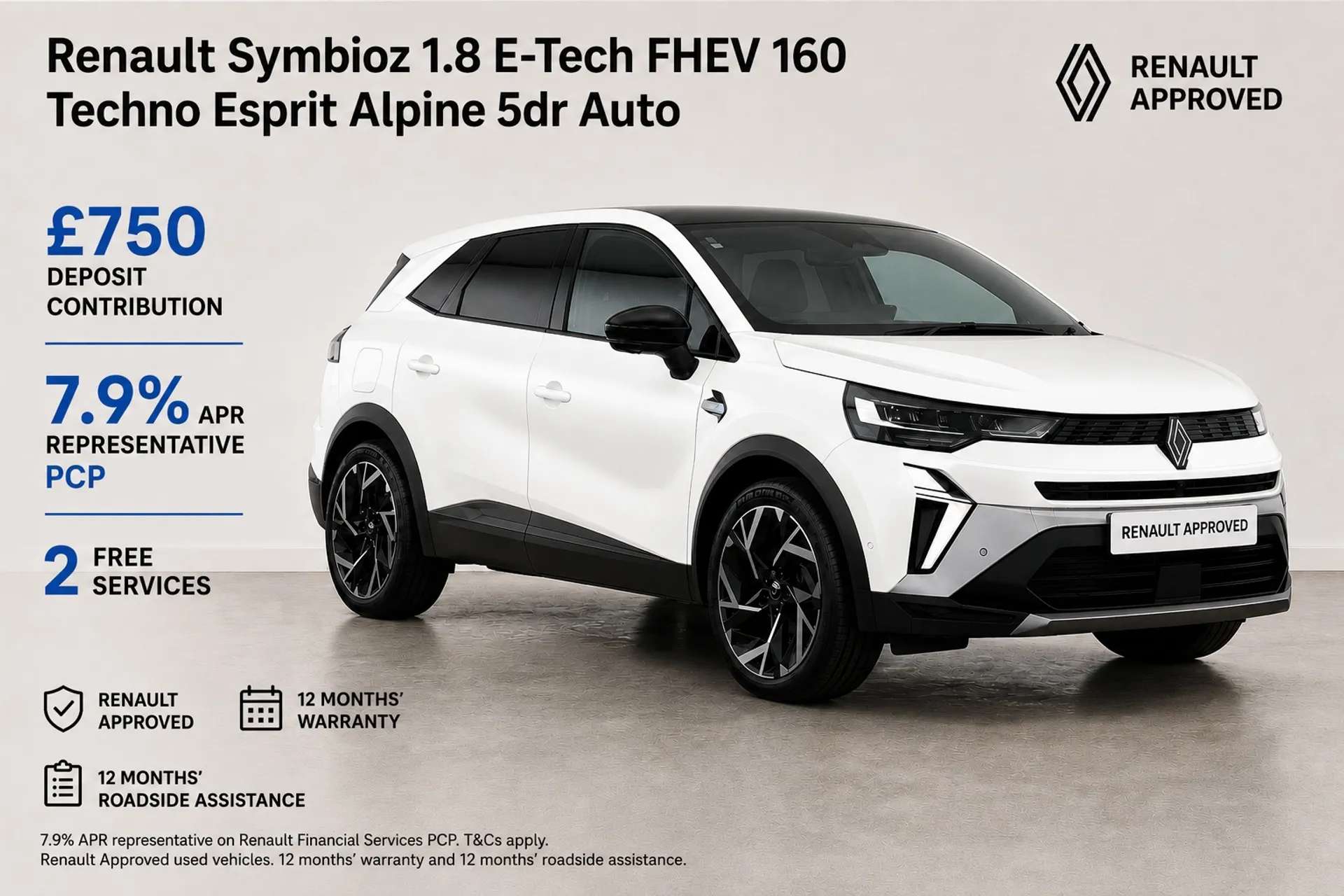 A 2025 RENAULT SYMBIOZ 1.8 E-Tech FHEV 160 Techno Esprit Alpine 5dr Auto A 2025 RENAULT SYMBIOZ 1.8 E-Tech FHEV 160 Techno Esprit Alpine 5dr Auto