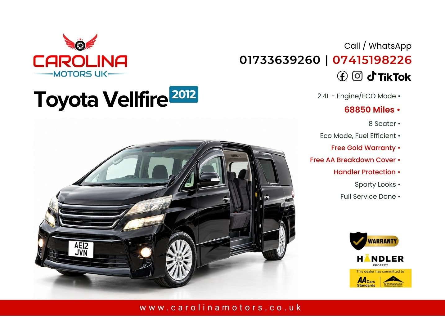 A 2012 TOYOTA VELLFIRE 8 Seater- 2.4L PETROL-ULEZ/CAZ PASS-FREE 40MONTHS GOLD WARRANTY & 12 MONTHS AA BREAKDOWN COVER A 2012 TOYOTA VELLFIRE 8 Seater- 2.4L PETROL-ULEZ/CAZ PASS-FREE 40MONTHS GOLD WARRANTY & 12 MONTHS AA BREAKDOWN COVER