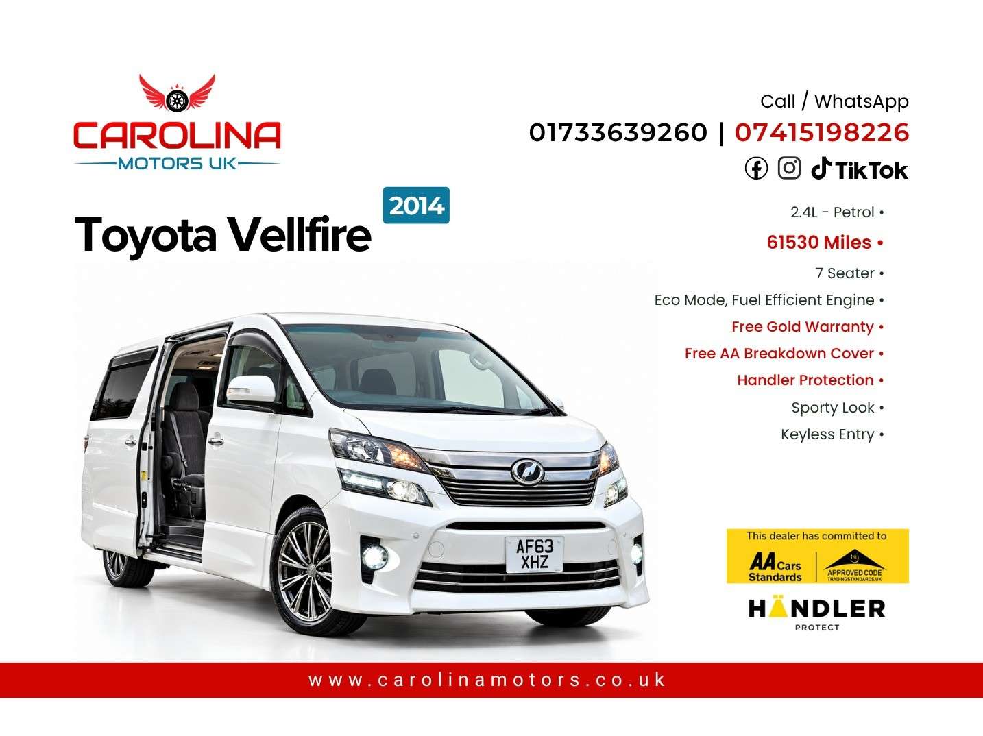 A 2014 TOYOTA VELLFIRE 2.4L PETROL- UPGRADED CAR -ULEZ/CAZ PASS-FREE 40MONTHS GOLD WARRANTY & 12 AA BREAKDOWN COVER A 2014 TOYOTA VELLFIRE 2.4L PETROL- UPGRADED CAR -ULEZ/CAZ PASS-FREE 40MONTHS GOLD WARRANTY & 12 AA BREAKDOWN COVER