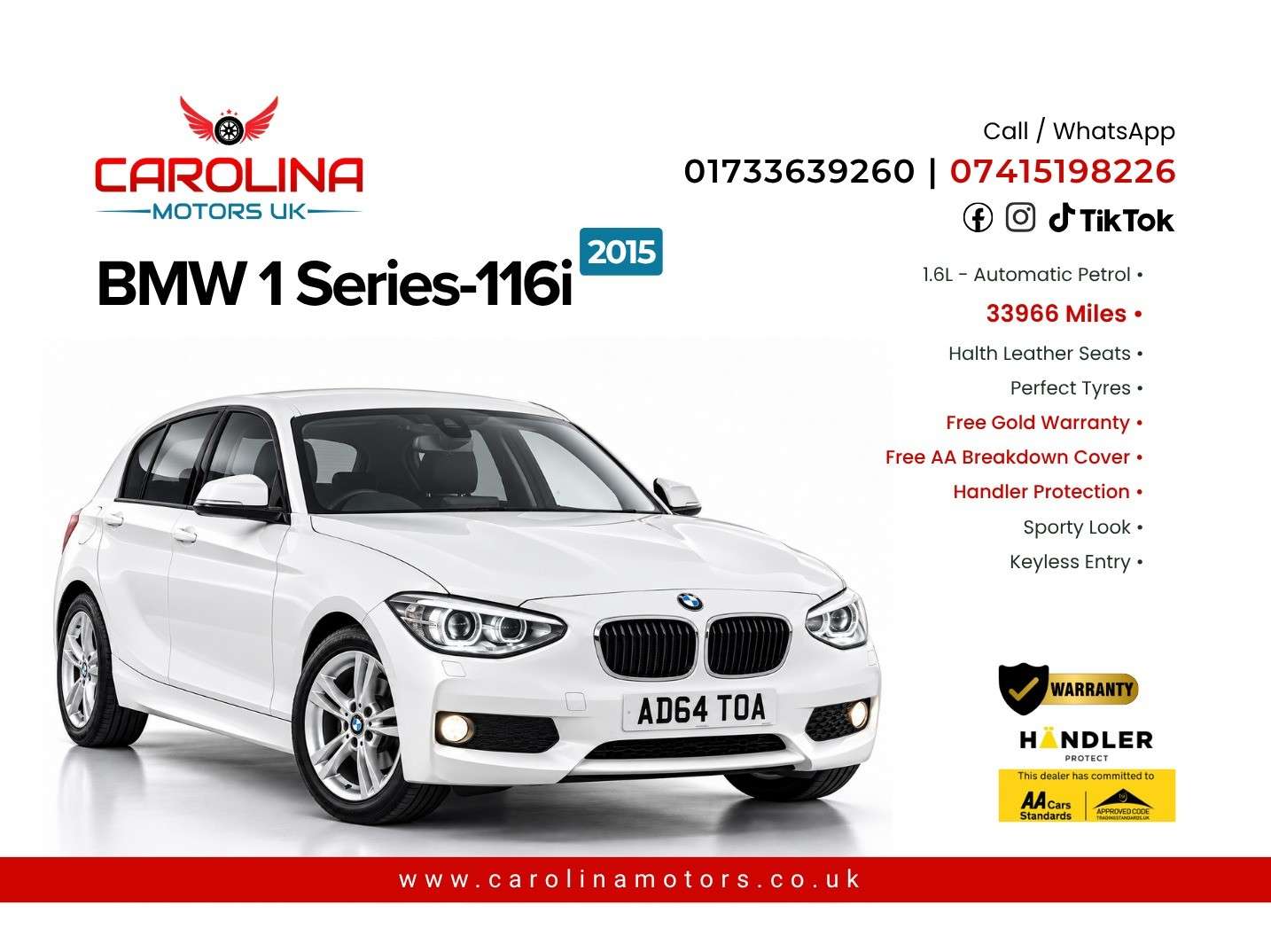 A 2015 BMW 1 SERIES 116i -1.6l petrol-automatic-ulez/caz pass-free 15months gold warranty & 12 months aa breakdown cover A 2015 BMW 1 SERIES 116i -1.6l petrol-automatic-ulez/caz pass-free 15months gold warranty & 12 months aa breakdown cover