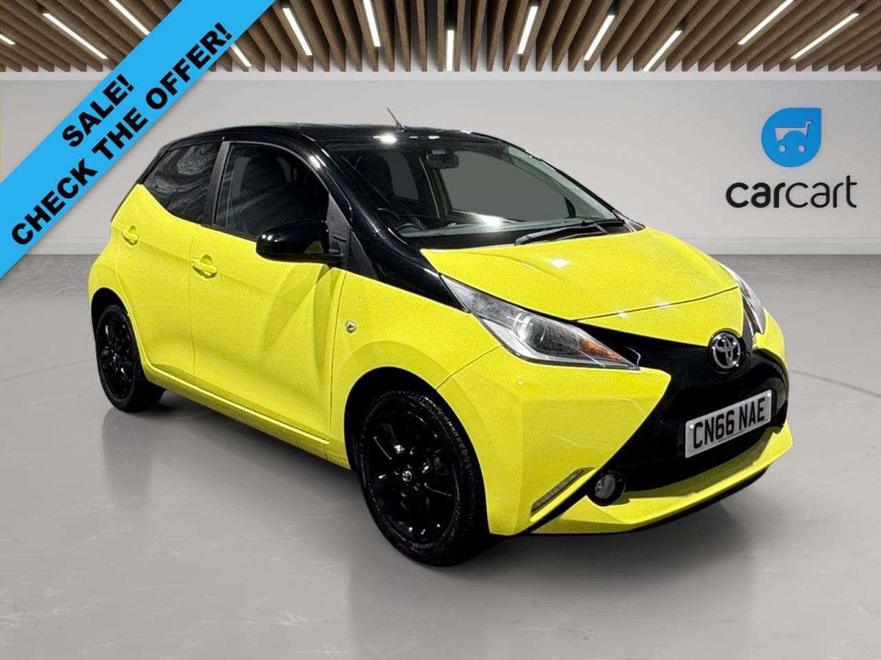 A 2016 TOYOTA AYGO 1.0 VVT-i x-cite 3 Yellow Bi-Tone Hatchback 5dr Petrol Manual Euro 6 (68 ps A 2016 TOYOTA AYGO 1.0 VVT-i x-cite 3 Yellow Bi-Tone Hatchback 5dr Petrol Manual Euro 6 (68 ps