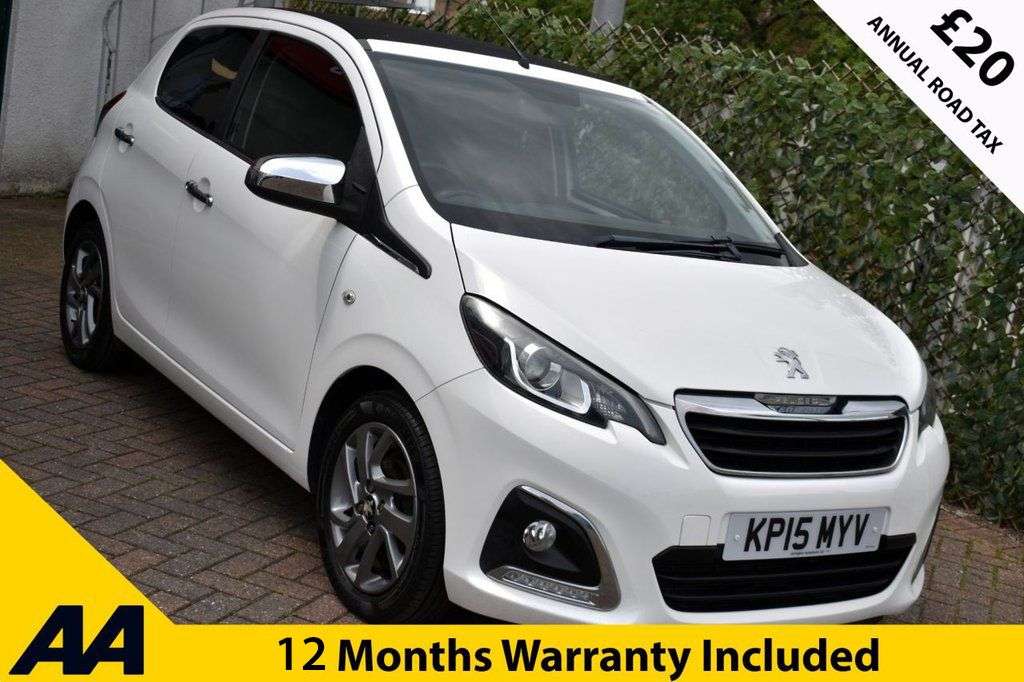 A 2015 PEUGEOT 108 1.2 VTi PURETECH ALLURE TOP! 5 DOOR 81 BHP Camera / Roof / £20 Road Tax A 2015 PEUGEOT 108 1.2 VTi PURETECH ALLURE TOP! 5 DOOR 81 BHP Camera / Roof / £20 Road Tax