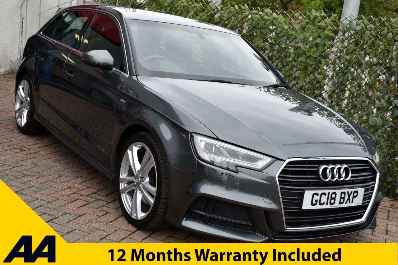 A 2018 AUDI A3 2.0TFSi S-LINE SPORTBACK 5 DOOR 6-SPEED 187 BHP (EURO 6) LED Headlight Syst A 2018 AUDI A3 2.0TFSi S-LINE SPORTBACK 5 DOOR 6-SPEED 187 BHP (EURO 6) LED Headlight Syst