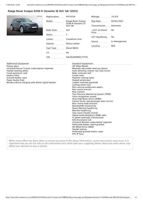 A 2022 LAND ROVER RANGE ROVER EVOQUE 2.0 D200 MHEV R-Dynamic SE SUV 5dr Diesel Auto 4WD Euro 6 (s/s) (204 ps) A 2022 LAND ROVER RANGE ROVER EVOQUE 2.0 D200 MHEV R-Dynamic SE SUV 5dr Diesel Auto 4WD Euro 6 (s/s) (204 ps)