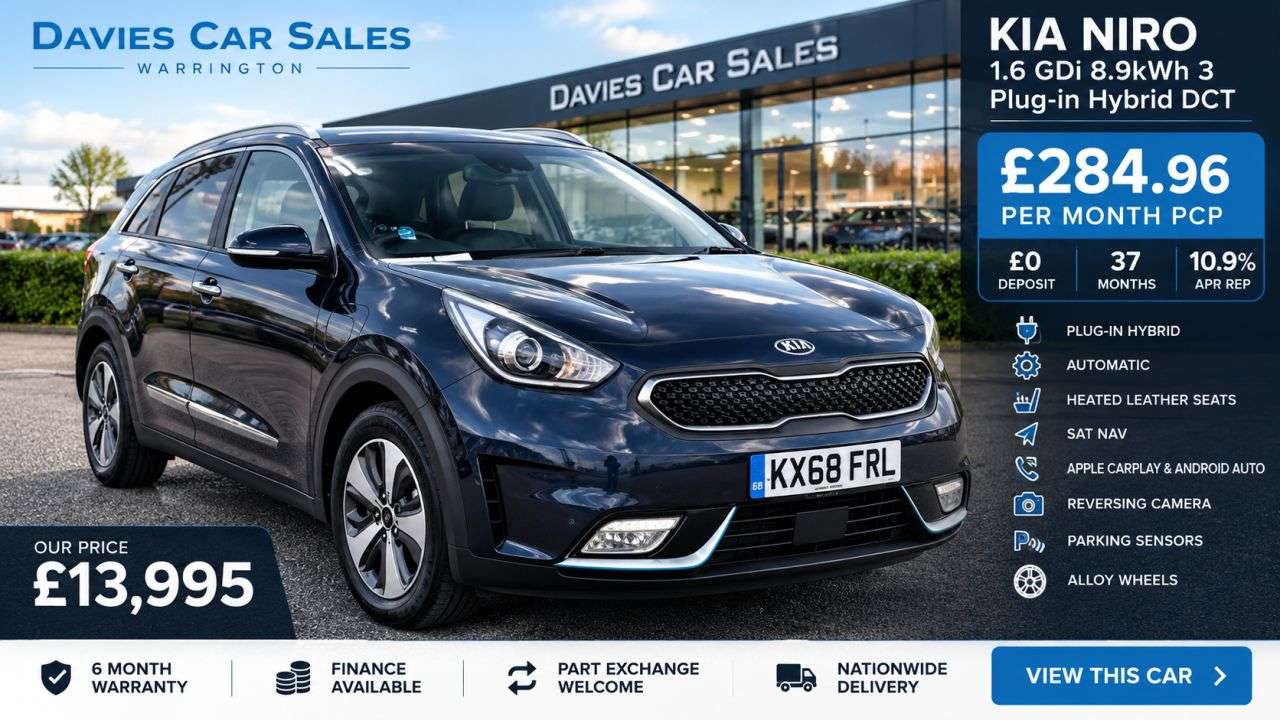 A 2018 KIA NIRO 1.6 GDi 8.9kWh 3 SUV 5dr Petrol Plug-in Hybrid DCT Euro 6 (s/s) (139 bhp) A 2018 KIA NIRO 1.6 GDi 8.9kWh 3 SUV 5dr Petrol Plug-in Hybrid DCT Euro 6 (s/s) (139 bhp)