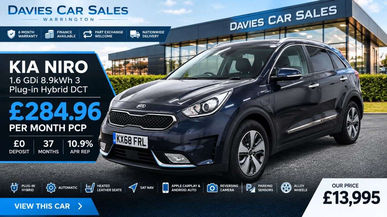 A 2018 KIA NIRO 1.6 GDi 8.9kWh 3 SUV 5dr Petrol Plug-in Hybrid DCT Euro 6 (s/s) (139 bhp) A 2018 KIA NIRO 1.6 GDi 8.9kWh 3 SUV 5dr Petrol Plug-in Hybrid DCT Euro 6 (s/s) (139 bhp)