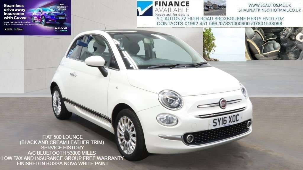 A 2016 FIAT 500 1.2 Lounge Hatchback 3dr Petrol Manual Euro 6 (s/s) (69 bhp) A 2016 FIAT 500 1.2 Lounge Hatchback 3dr Petrol Manual Euro 6 (s/s) (69 bhp)