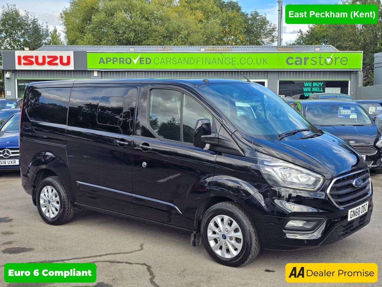 A 2018 FORD TRANSIT CUSTOM 2.0 320 EcoBlue Crew Van in Black, 71,800 miles, ULEZ Euro 6, 6-speed manua A 2018 FORD TRANSIT CUSTOM 2.0 320 EcoBlue Crew Van in Black, 71,800 miles, ULEZ Euro 6, 6-speed manua