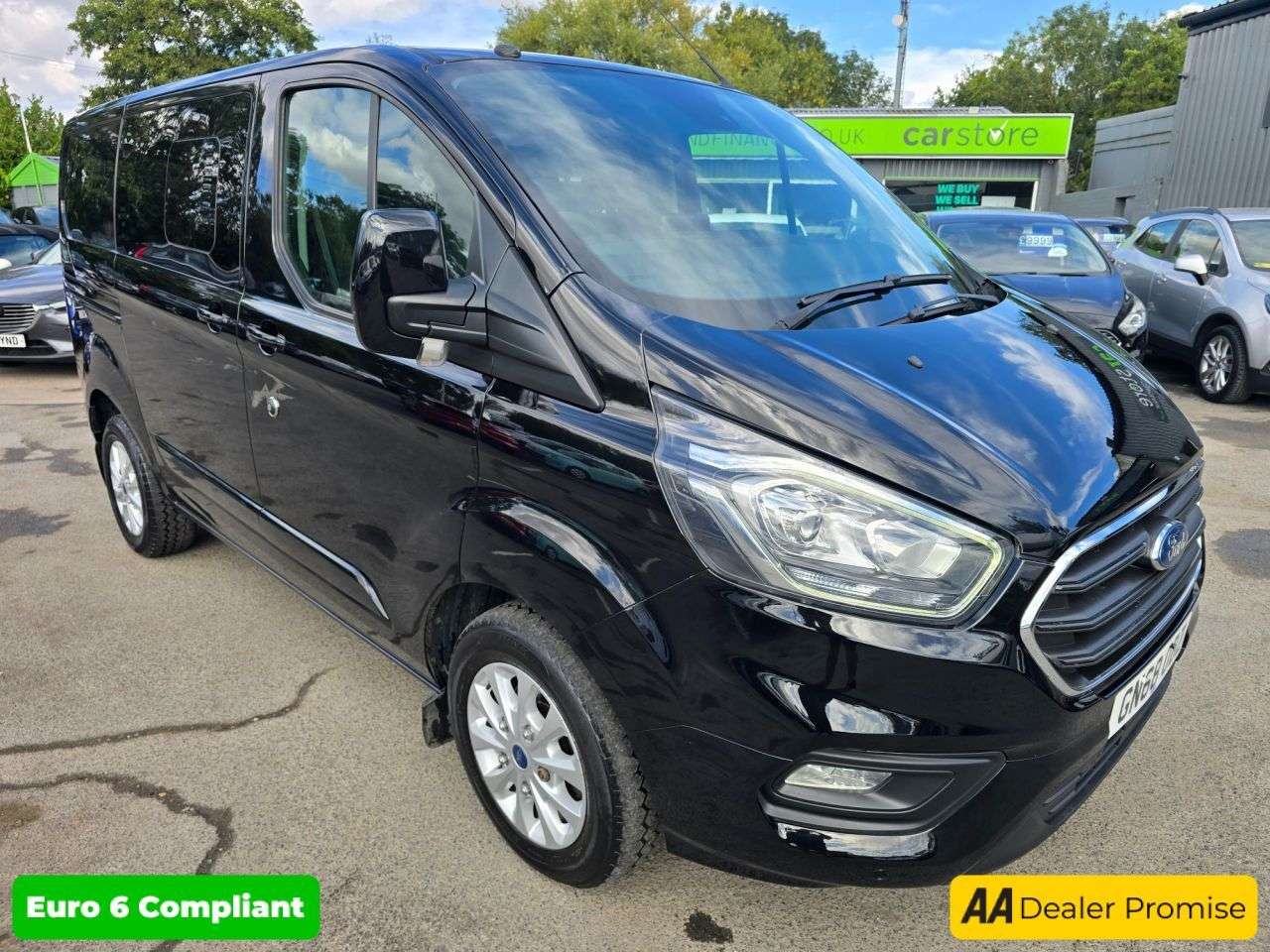 A 2018 FORD TRANSIT CUSTOM 2.0 320 EcoBlue Crew Van in Black, 71,800 miles, ULEZ Euro 6, 6-speed manua A 2018 FORD TRANSIT CUSTOM 2.0 320 EcoBlue Crew Van in Black, 71,800 miles, ULEZ Euro 6, 6-speed manua