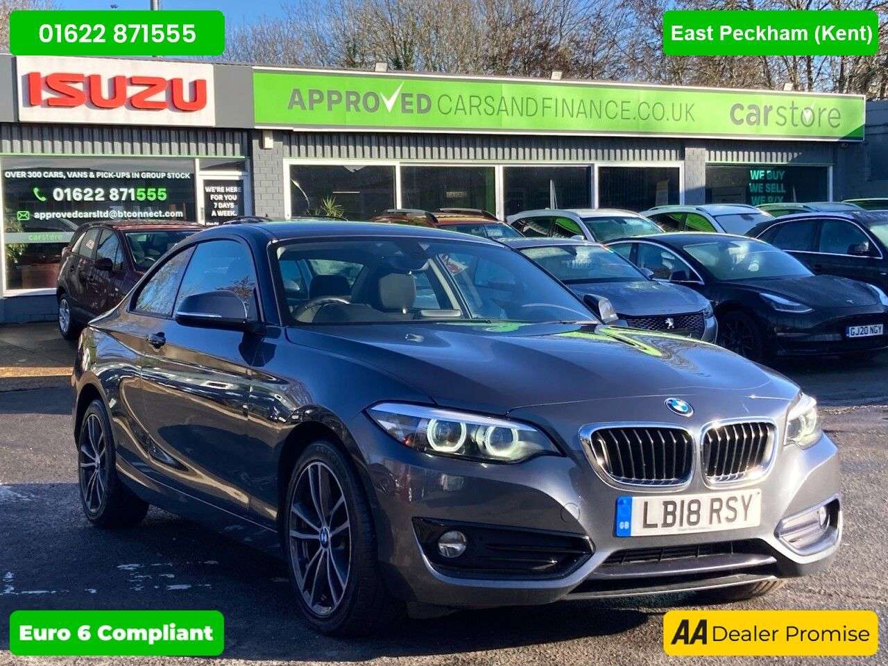 A 2018 BMW 2 SERIES 2.0 218d Sport Coupe Automatic in Grey with 108,000 miles, Euro 6 diesel, S A 2018 BMW 2 SERIES 2.0 218d Sport Coupe Automatic in Grey with 108,000 miles, Euro 6 diesel, S