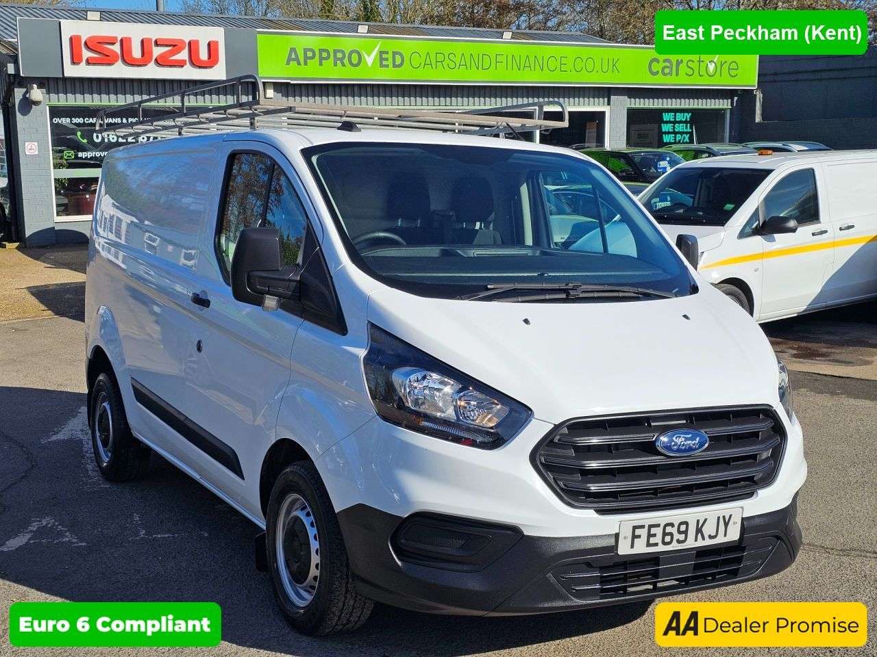 A 2019 FORD TRANSIT CUSTOM White 2.0 300 EcoBlue Euro 6 panel van, 36,500 miles, ULEZ compliant, 6-Spe A 2019 FORD TRANSIT CUSTOM White 2.0 300 EcoBlue Euro 6 panel van, 36,500 miles, ULEZ compliant, 6-Spe