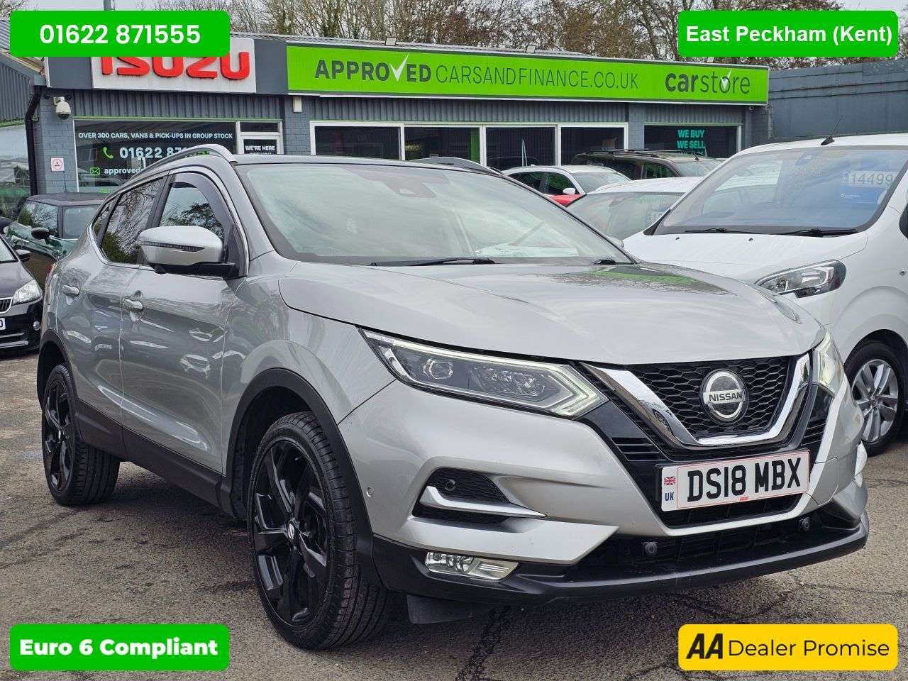 A 2018 NISSAN QASHQAI Silver 1.2 DIG-T Tekna Euro 6 SUV, 53,500 miles, ULEZ compliant, 6-speed ma A 2018 NISSAN QASHQAI Silver 1.2 DIG-T Tekna Euro 6 SUV, 53,500 miles, ULEZ compliant, 6-speed ma