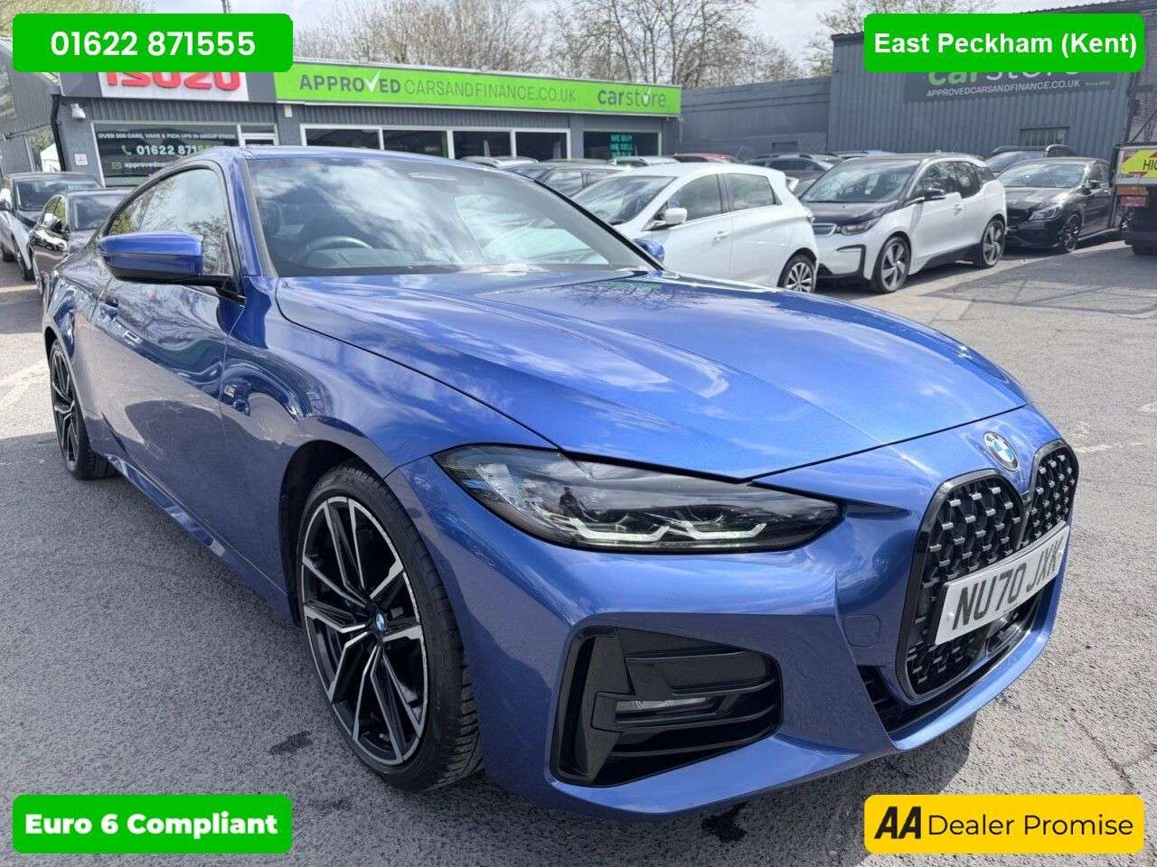 A 2021 BMW 4 SERIES Blue 2.0 420d MHT M Sport coupe, 53,300 miles, ULEZ compliant, Automatic, L A 2021 BMW 4 SERIES Blue 2.0 420d MHT M Sport coupe, 53,300 miles, ULEZ compliant, Automatic, L