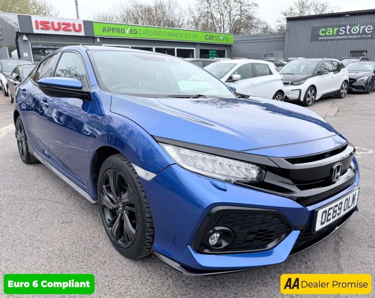 A 2019 HONDA CIVIC Blue 1.5 VTEC Turbo Sport Euro 6 hatchback, 43,710 miles, ULEZ compliant, A A 2019 HONDA CIVIC Blue 1.5 VTEC Turbo Sport Euro 6 hatchback, 43,710 miles, ULEZ compliant, A