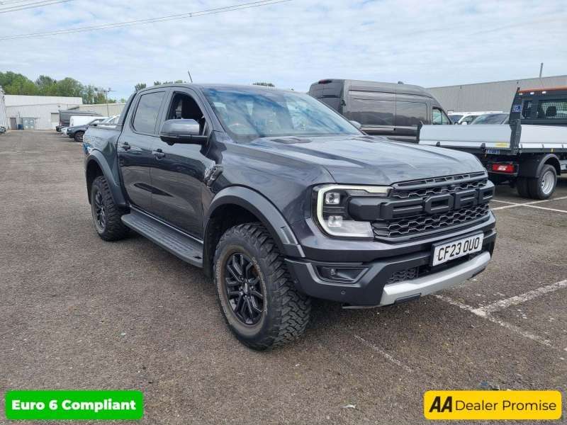 A 2023 FORD RANGER Grey 3.0T V6 EcoBoost Raptor pickup, 74,165 miles, Euro 6, auto 4WD, Half l A 2023 FORD RANGER Grey 3.0T V6 EcoBoost Raptor pickup, 74,165 miles, Euro 6, auto 4WD, Half l