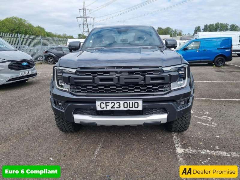 A 2023 FORD RANGER Grey 3.0T V6 EcoBoost Raptor pickup, 74,165 miles, Euro 6, auto 4WD, Half l A 2023 FORD RANGER Grey 3.0T V6 EcoBoost Raptor pickup, 74,165 miles, Euro 6, auto 4WD, Half l