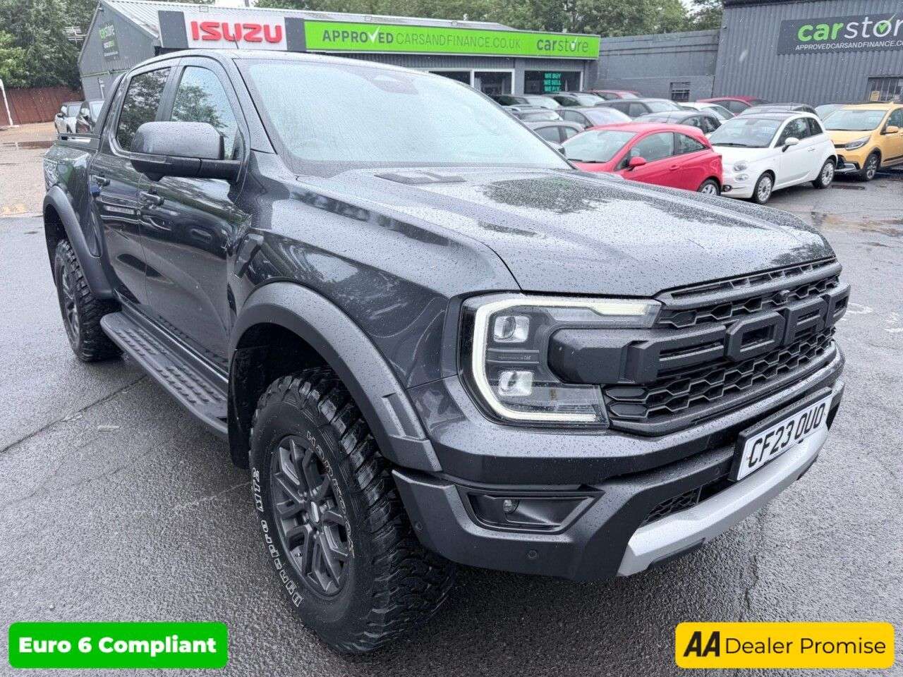 A 2023 FORD RANGER Grey 3.0T V6 EcoBoost Raptor pickup, 74,165 miles, Euro 6, auto 4WD, Half l A 2023 FORD RANGER Grey 3.0T V6 EcoBoost Raptor pickup, 74,165 miles, Euro 6, auto 4WD, Half l