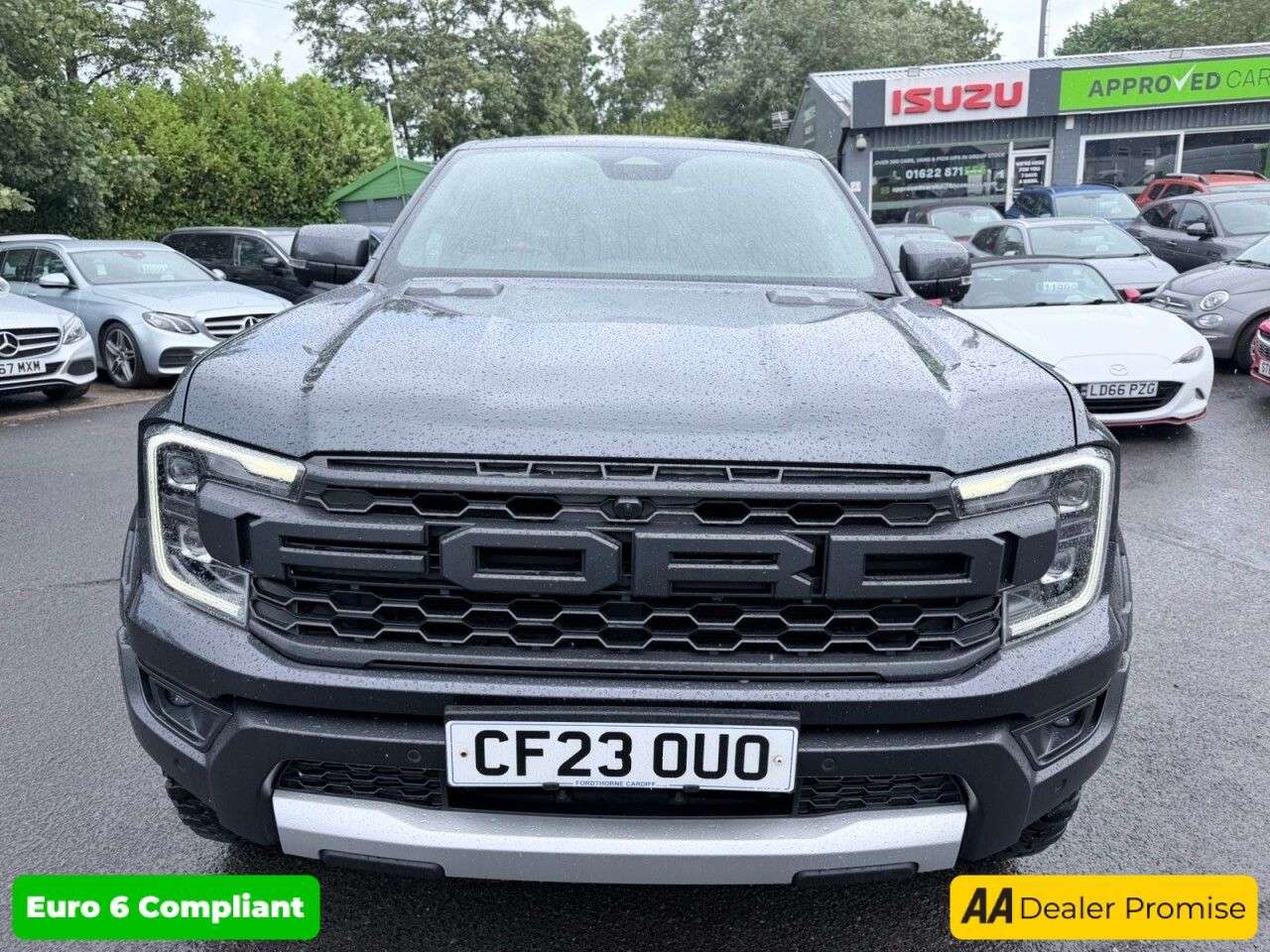 A 2023 FORD RANGER Grey 3.0T V6 EcoBoost Raptor pickup, 74,165 miles, Euro 6, auto 4WD, Half l A 2023 FORD RANGER Grey 3.0T V6 EcoBoost Raptor pickup, 74,165 miles, Euro 6, auto 4WD, Half l