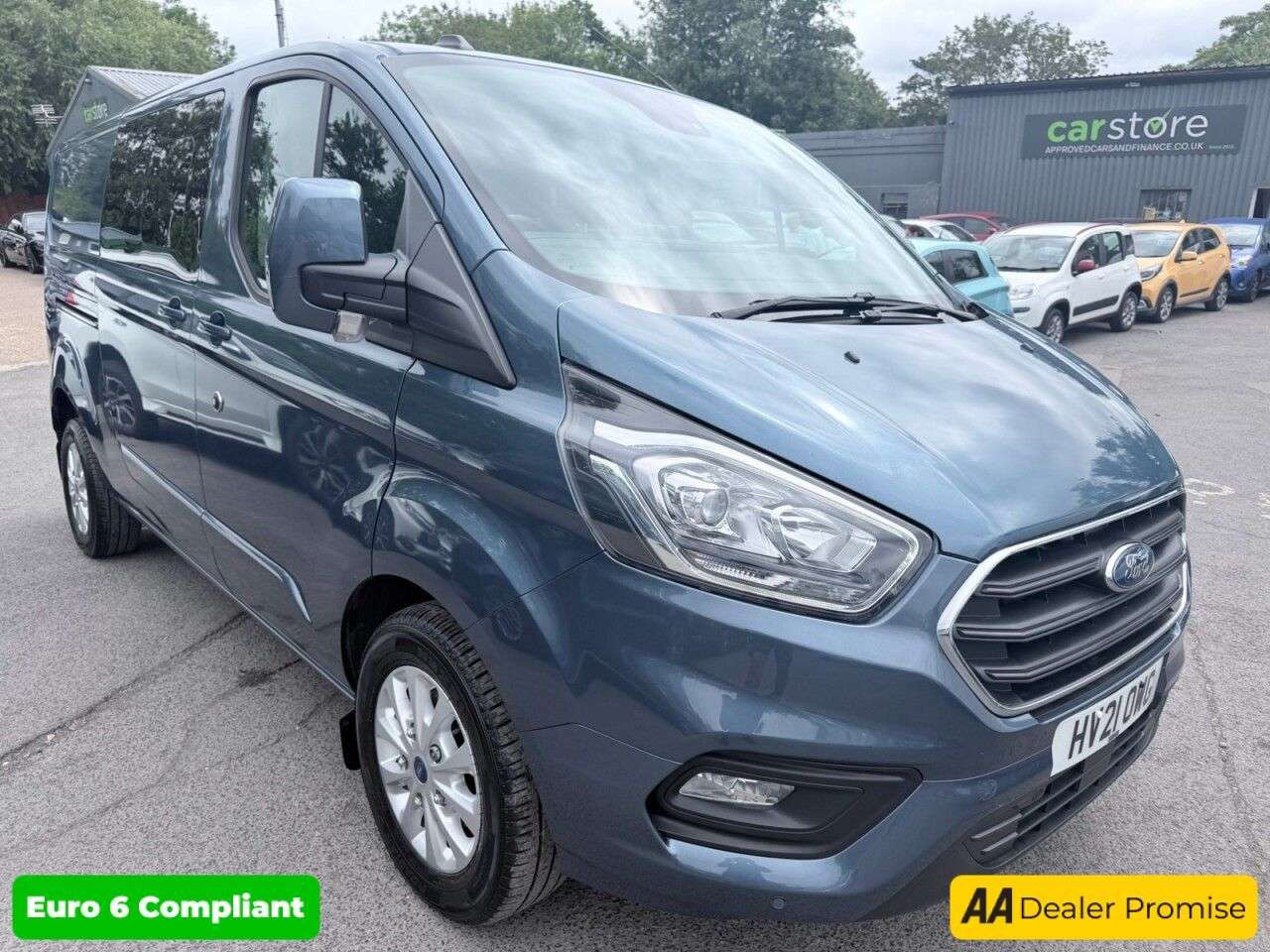 A 2021 FORD TRANSIT CUSTOM Blue 2.0 320 EcoBlue Limited Crew Van, 29,801 miles, 6 Seats, Euro 6, Air C A 2021 FORD TRANSIT CUSTOM Blue 2.0 320 EcoBlue Limited Crew Van, 29,801 miles, 6 Seats, Euro 6, Air C