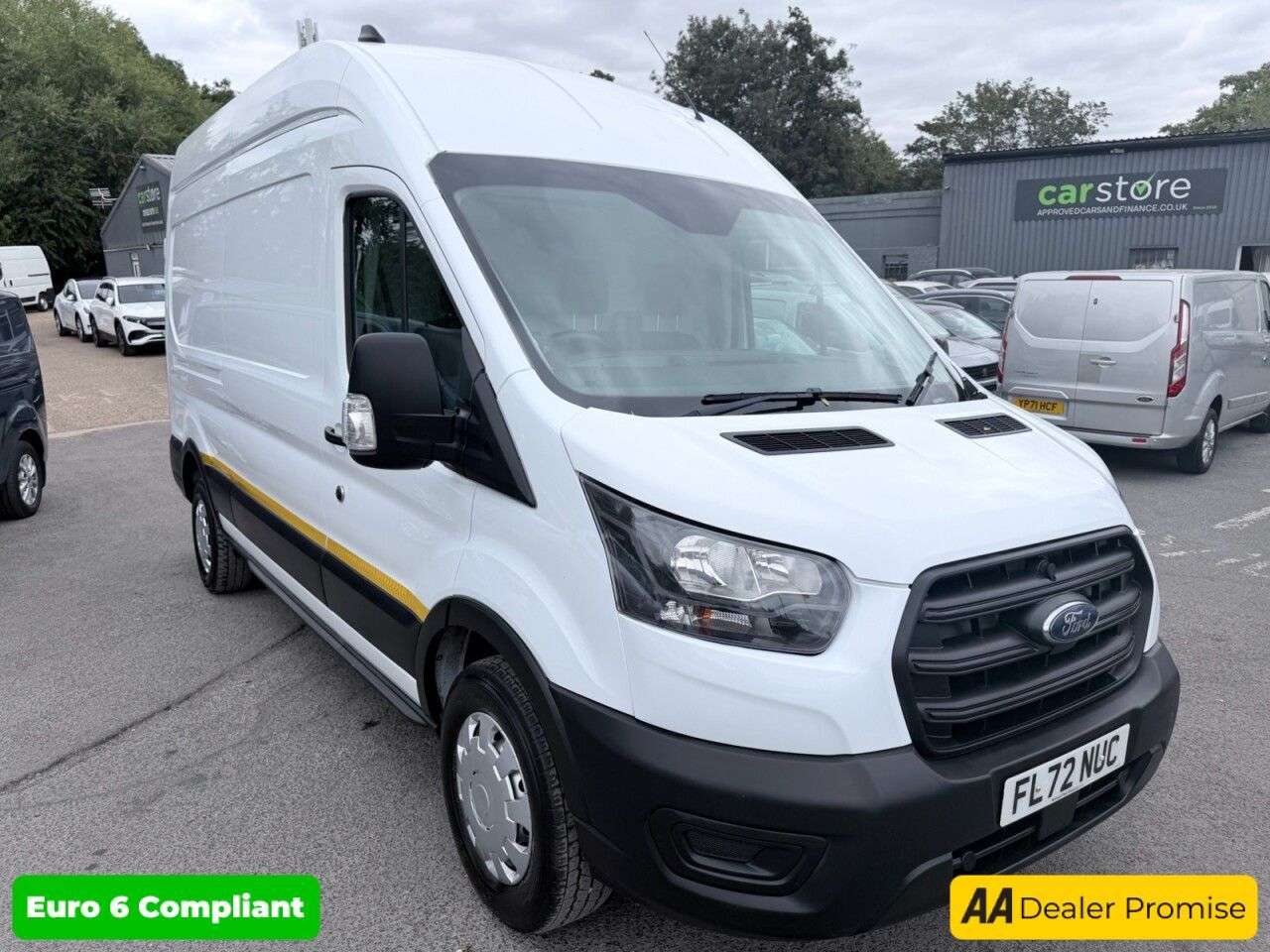 A 2022 FORD TRANSIT White 2.0 350 EcoBlue L3 H3 van, 57,500 miles, Euro 6, Air Conditioning, Bl A 2022 FORD TRANSIT White 2.0 350 EcoBlue L3 H3 van, 57,500 miles, Euro 6, Air Conditioning, Bl