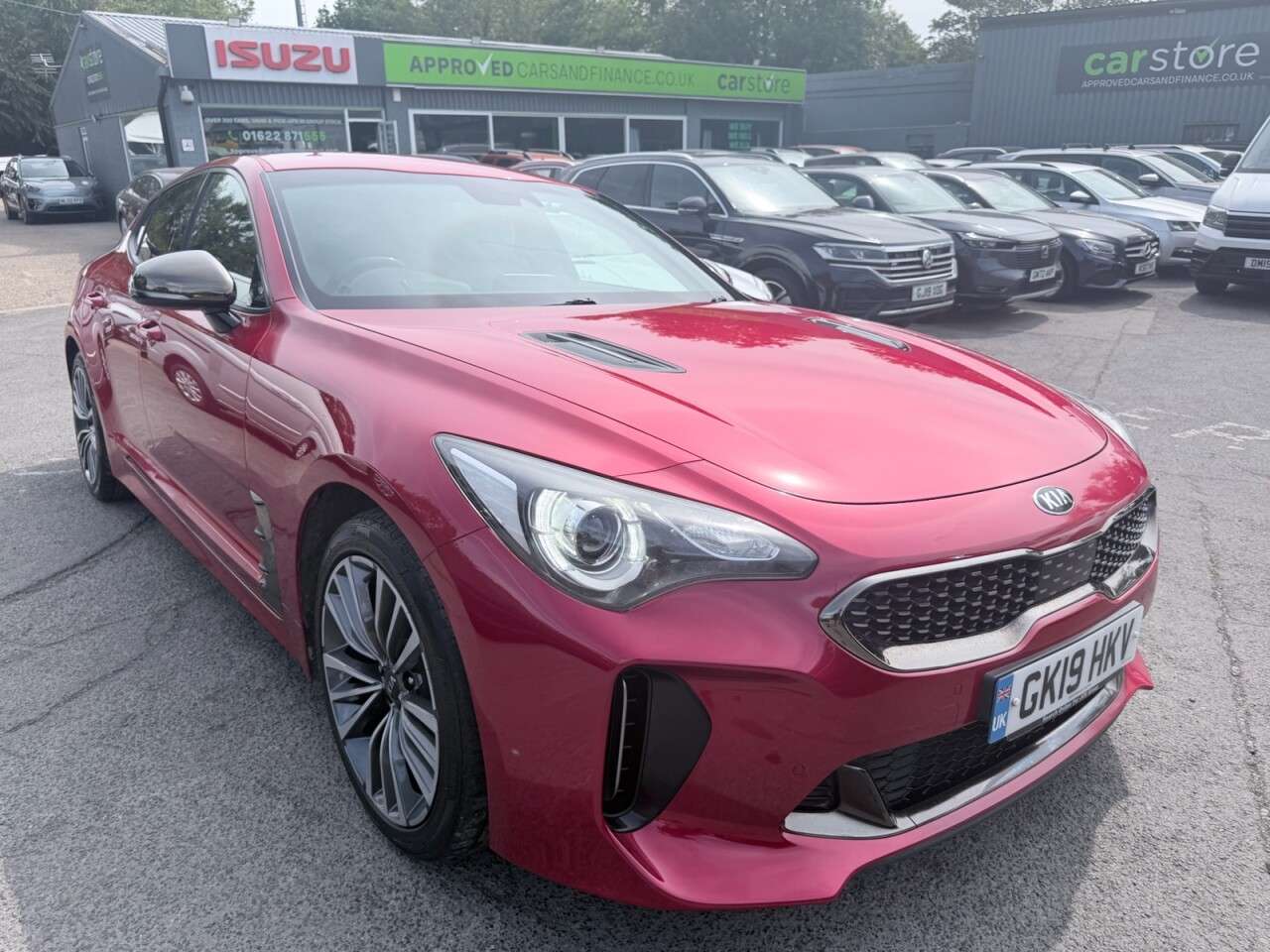 A 2019 KIA STINGER Red 2.2 CRDi GT-Line Gran Turismo, 92,385 miles, Euro 6, Automatic, Heads U A 2019 KIA STINGER Red 2.2 CRDi GT-Line Gran Turismo, 92,385 miles, Euro 6, Automatic, Heads U