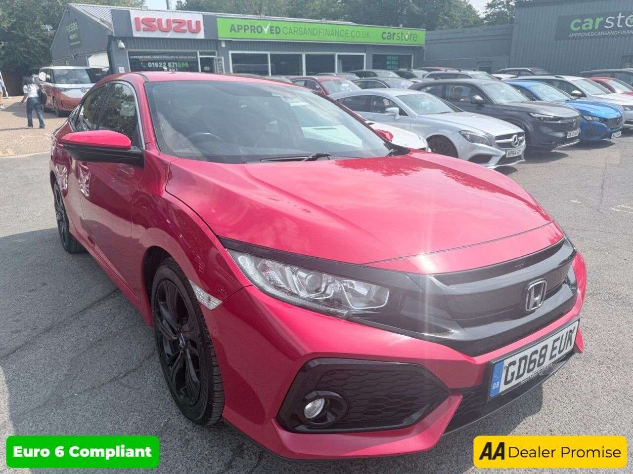 A 2019 HONDA CIVIC Red 1.0 VTEC Turbo SR Hatchback, 62,333 miles,full service history,Euro 6, A 2019 HONDA CIVIC Red 1.0 VTEC Turbo SR Hatchback, 62,333 miles,full service history,Euro 6,