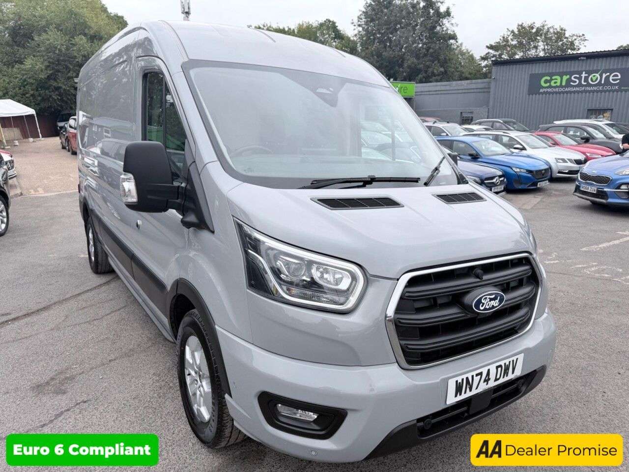 A 2024 FORD TRANSIT Grey 2.0 350 EcoBlue Limited L3 H2 Van, 23,200 miles, Euro 6, Automatic, Sa A 2024 FORD TRANSIT Grey 2.0 350 EcoBlue Limited L3 H2 Van, 23,200 miles, Euro 6, Automatic, Sa