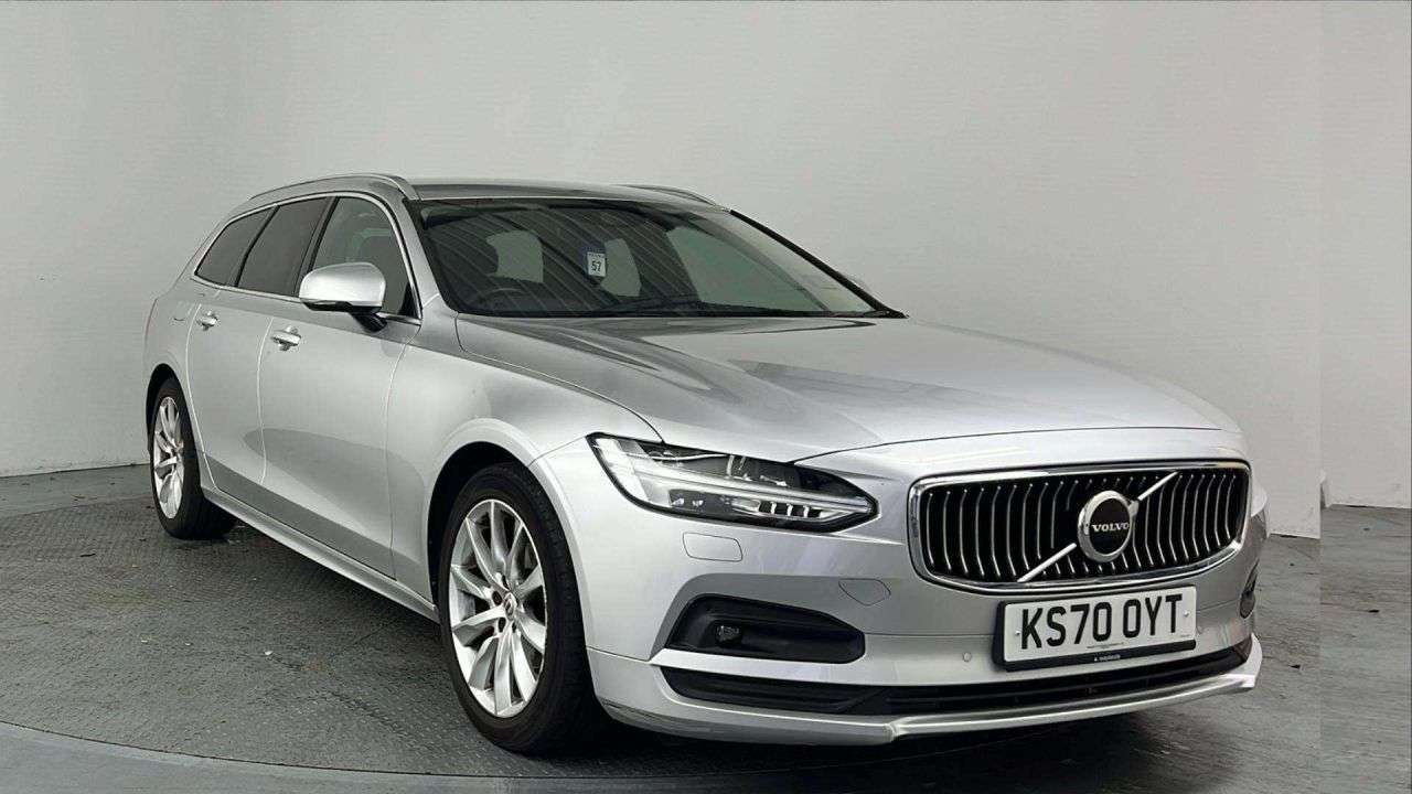 A 2020 VOLVO V90 Silver 2.0 B4 MHEV Momentum Estate, 65,600 miles, Euro 6 hybrid, Automatic, A 2020 VOLVO V90 Silver 2.0 B4 MHEV Momentum Estate, 65,600 miles, Euro 6 hybrid, Automatic,