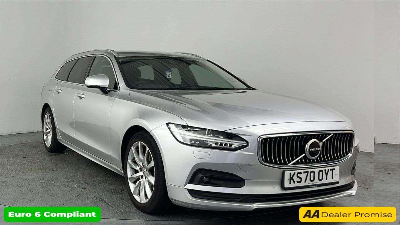 A 2020 VOLVO V90 Silver 2.0 B4 MHEV Momentum Estate, 65,600 miles, Euro 6 hybrid, Automatic, A 2020 VOLVO V90 Silver 2.0 B4 MHEV Momentum Estate, 65,600 miles, Euro 6 hybrid, Automatic,