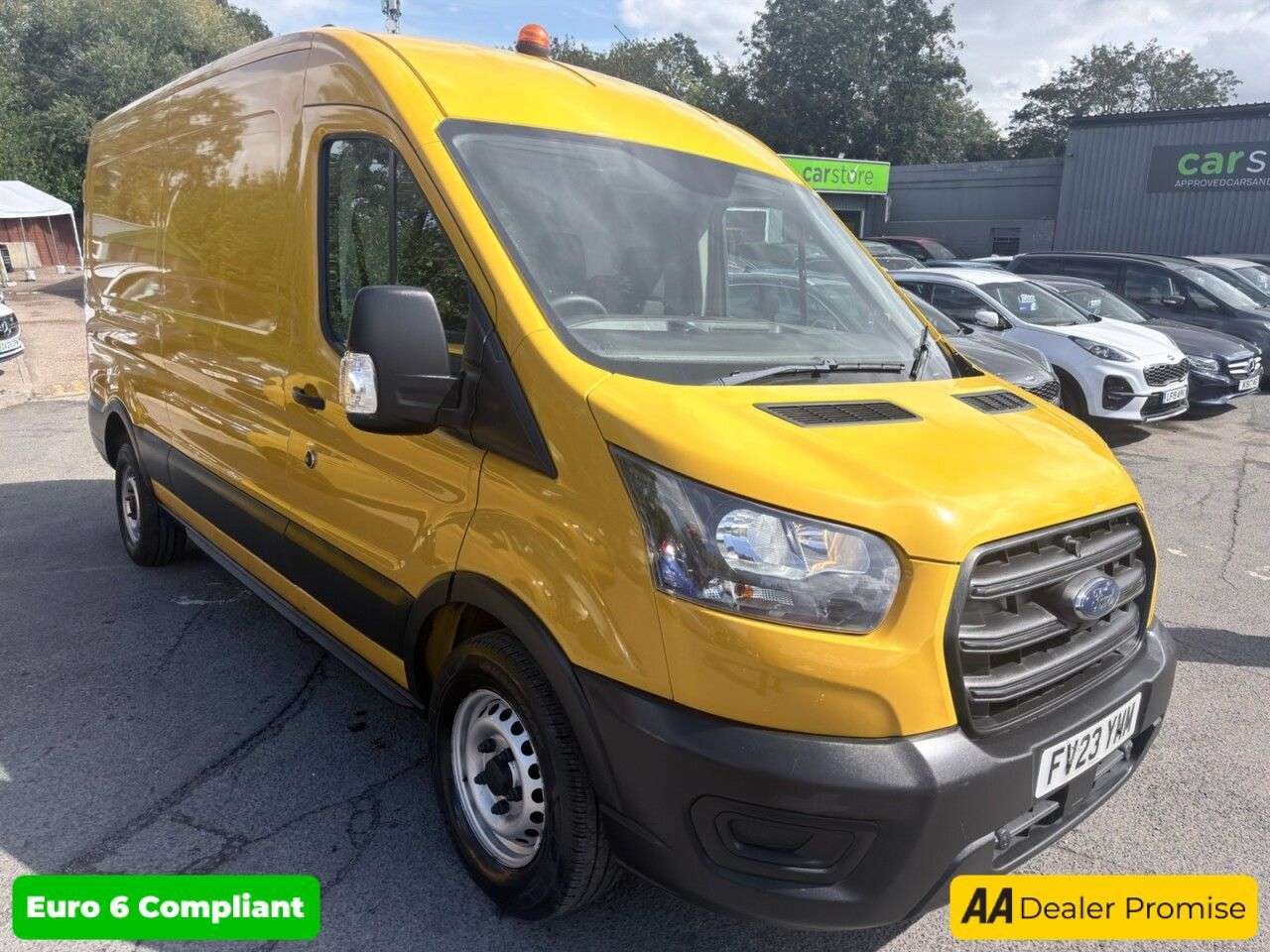 A 2023 FORD TRANSIT Yellow 2.0 350 EcoBlue Leader L3 H2 Van, 44,300 miles, Euro 6, 6-Speed manu A 2023 FORD TRANSIT Yellow 2.0 350 EcoBlue Leader L3 H2 Van, 44,300 miles, Euro 6, 6-Speed manu