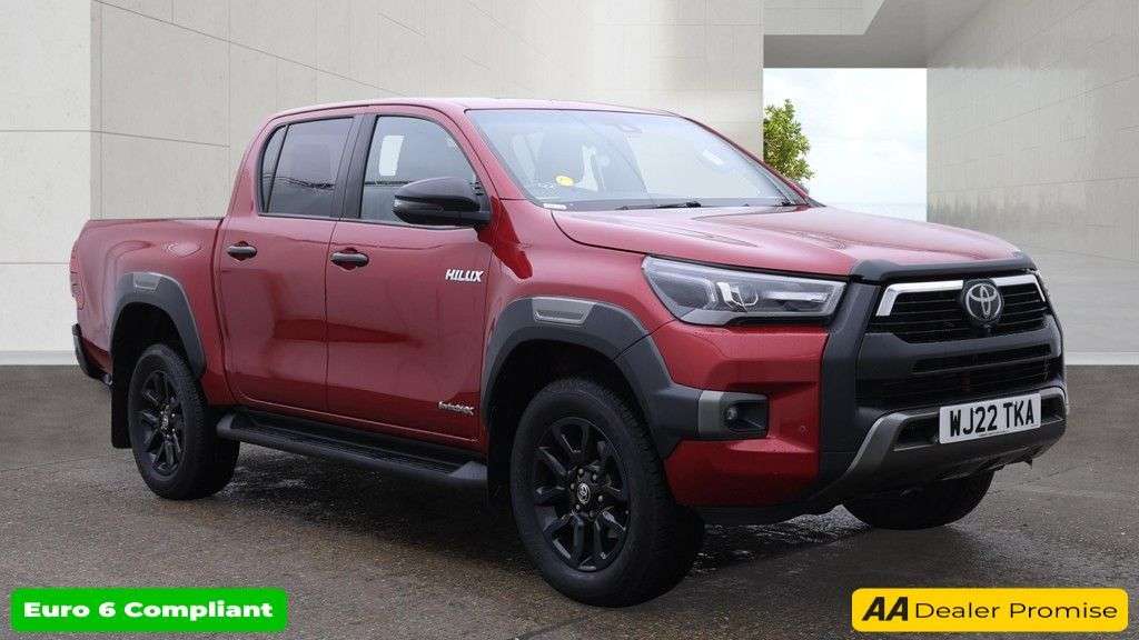 A 2022 TOYOTA HILUX Red 2.8 D-4D Invincible X Pickup, 44,750 miles, Euro 6, 6-Speed manual 4WD, A 2022 TOYOTA HILUX Red 2.8 D-4D Invincible X Pickup, 44,750 miles, Euro 6, 6-Speed manual 4WD,