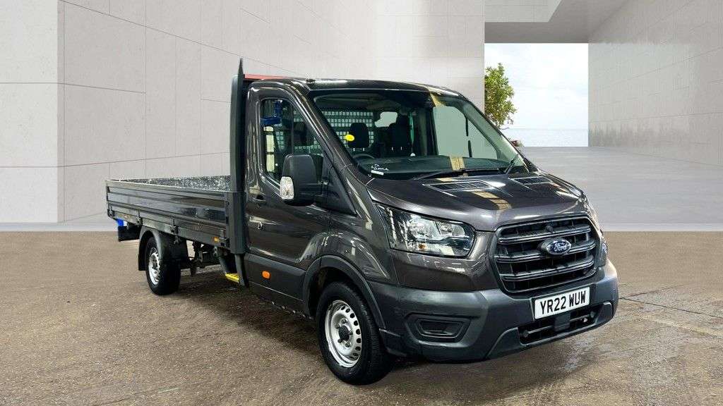 A 2022 FORD TRANSIT Grey 2.0 350 EcoBlue Leader L4 Dropside, 61,700 miles, Euro 6, 6-Speed manu A 2022 FORD TRANSIT Grey 2.0 350 EcoBlue Leader L4 Dropside, 61,700 miles, Euro 6, 6-Speed manu