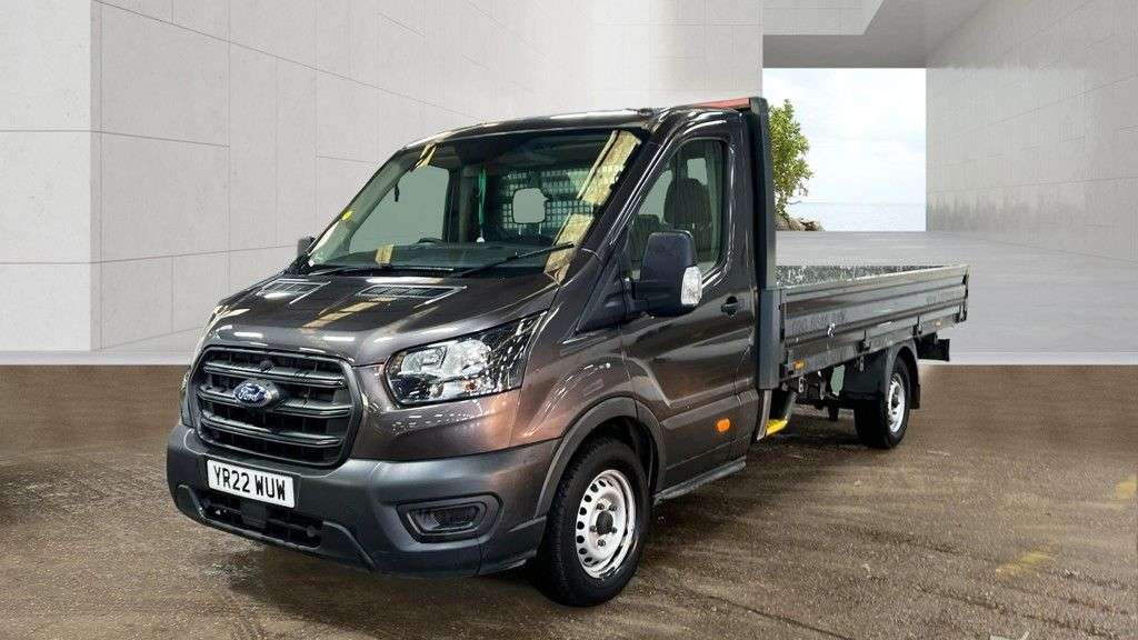 A 2022 FORD TRANSIT Grey 2.0 350 EcoBlue Leader L4 Dropside, 61,700 miles, Euro 6, 6-Speed manu A 2022 FORD TRANSIT Grey 2.0 350 EcoBlue Leader L4 Dropside, 61,700 miles, Euro 6, 6-Speed manu