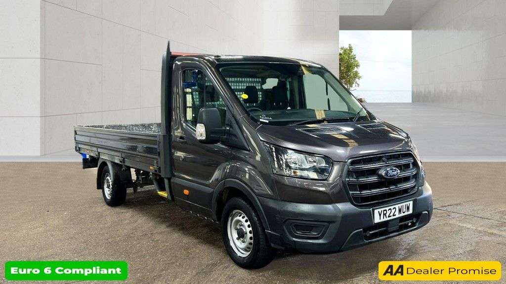 A 2022 FORD TRANSIT Grey 2.0 350 EcoBlue Leader L4 Dropside, 61,700 miles, Euro 6, 6-Speed manu A 2022 FORD TRANSIT Grey 2.0 350 EcoBlue Leader L4 Dropside, 61,700 miles, Euro 6, 6-Speed manu