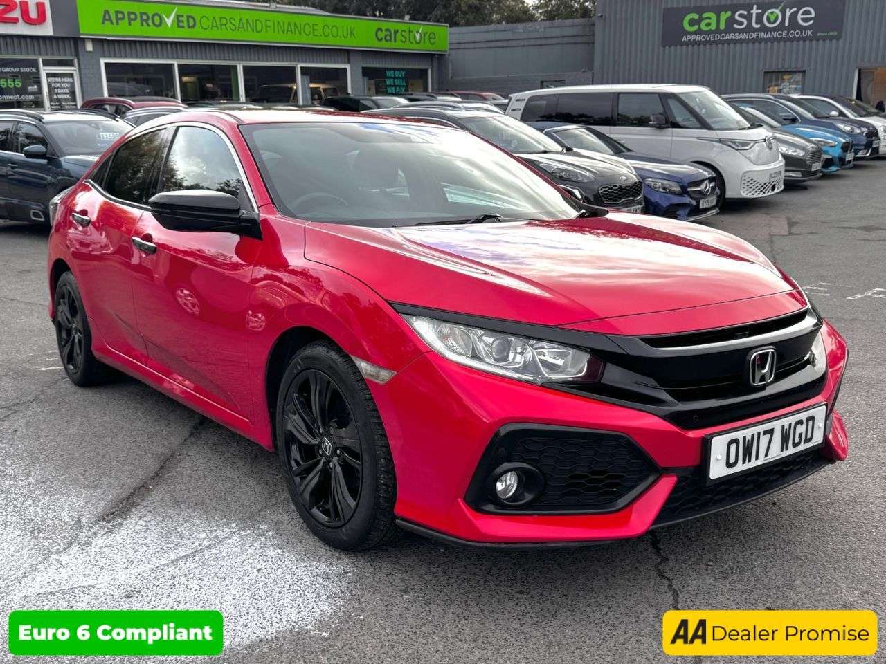 A 2017 HONDA CIVIC Red 1.0 VTEC Turbo SR, 70,600 miles, Euro 6, 6-Speed manual, Sat nav, 17in A 2017 HONDA CIVIC Red 1.0 VTEC Turbo SR, 70,600 miles, Euro 6, 6-Speed manual, Sat nav, 17in