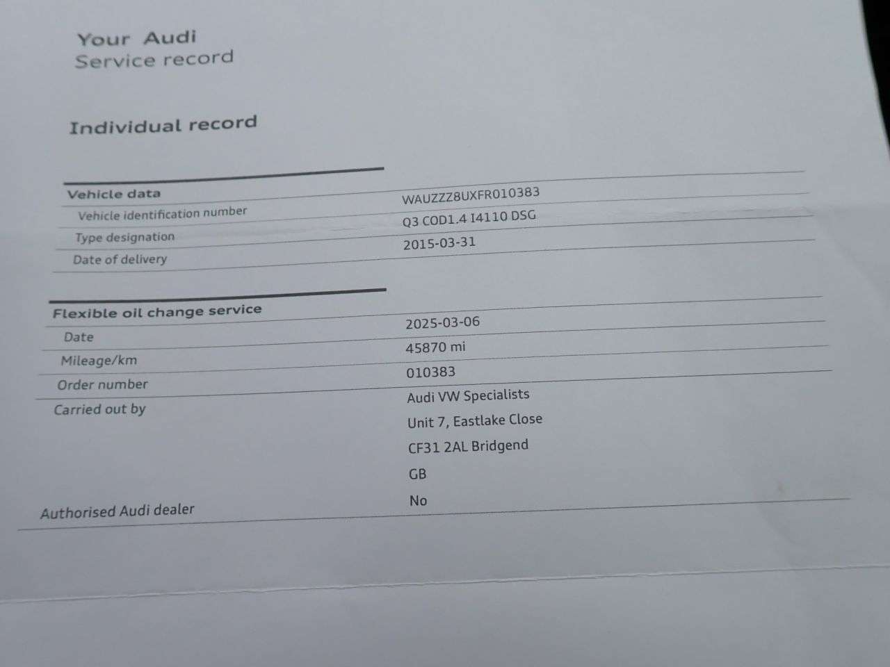 2015 AUDI Q3 2015 AUDI Q3