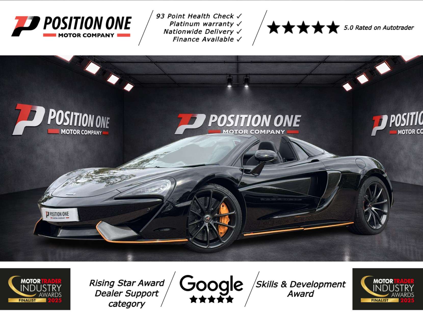 A 2018 MCLAREN 570S 3.8T V8 Spider 2dr Petrol SSG Euro 6 (s/s) (570 ps) A 2018 MCLAREN 570S 3.8T V8 Spider 2dr Petrol SSG Euro 6 (s/s) (570 ps)
